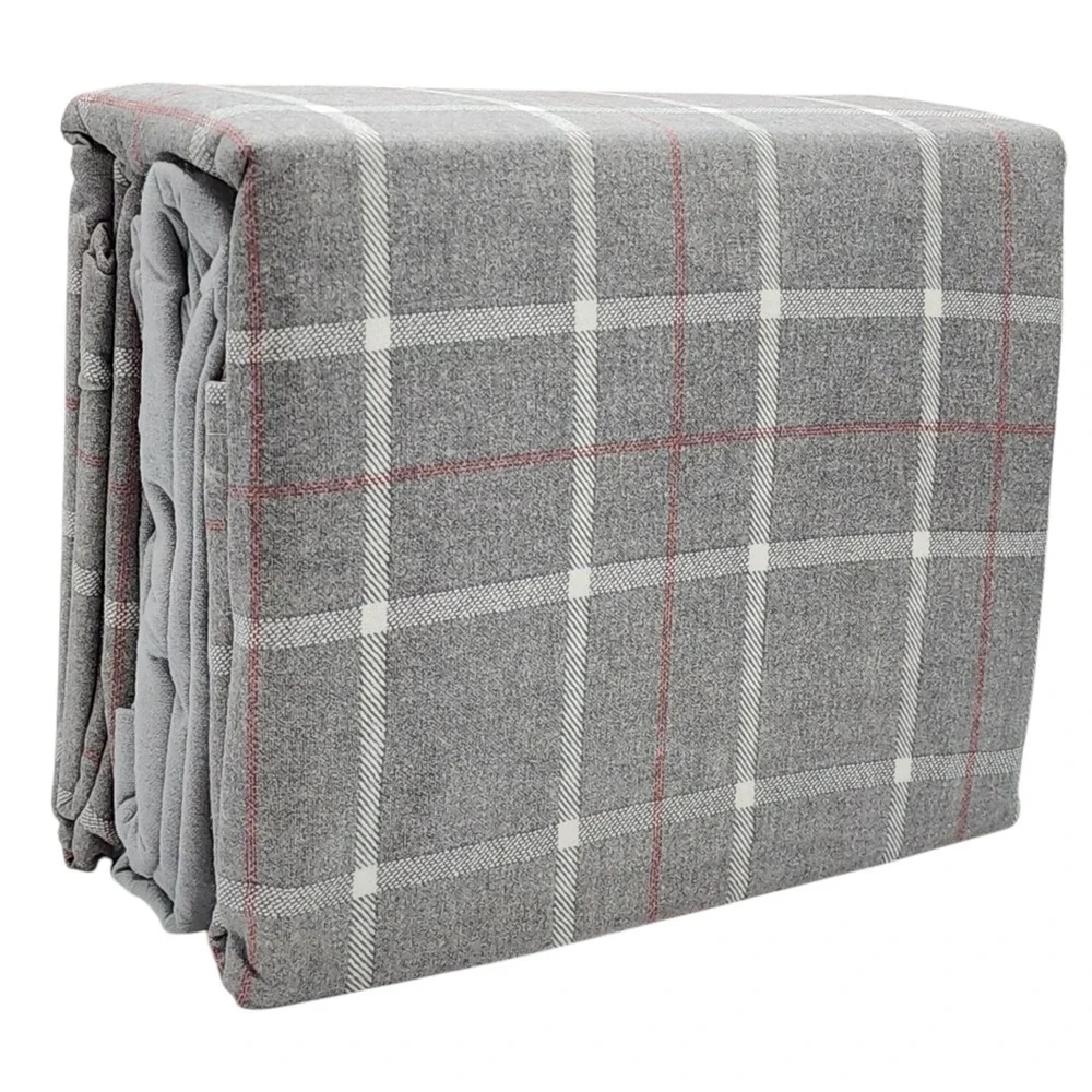 BIBB Home Twin Size Gray Checkered Cotton Flannel Sheet Set 3pc‎